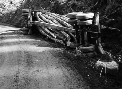 Figure 3.1. Overturned log truck (Associated Oregon Loggers).