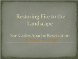 Click to View: 2. Restoring Fire to the Landscape  San Carlos Apache Reservation Dee Randall, Forest Manager